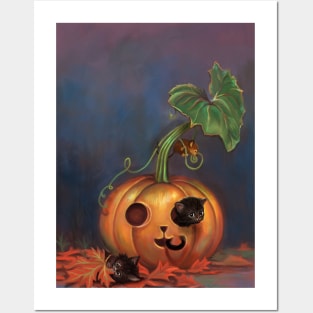 Kittens in pumpkin Posters and Art